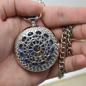 Silver Personalised Pocket Watch With Ornate Web Design, 3 of 4