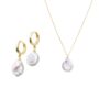 Baroque Flat Pearl Pendant Necklace Earring Sterling, thumbnail 4 of 8