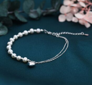 Freshwater Pearl And Heart Charm Beaded Bracelet, 2 of 11
