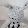 Agnes The Grey And Black Print Hand Knitted Bunny, thumbnail 6 of 9