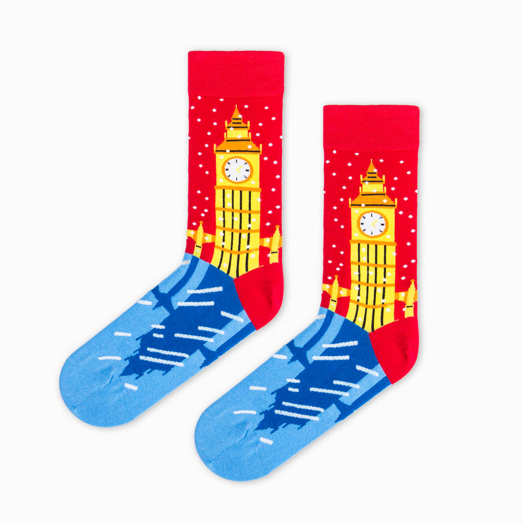 Big Ben Cotton Socks By Ki Ki Ljung In Red And Blue By Look Mate London