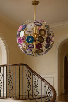 Mid Century Modern Agate Globe Chandelier, 4 of 5