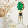 Gold Plate Green Agate Crystal Wine Bottle Stopper, thumbnail 1 of 2
