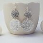 Sterling Silver Dangly Leaf Disc Earrings, thumbnail 1 of 4