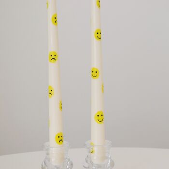 Hand Painted Smiley Tapered Candle, 2 of 4