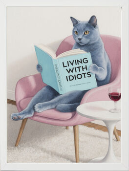 Your Own Cat Reading Book Wall Art Print | Customise Colours And Book Title, 4 of 4