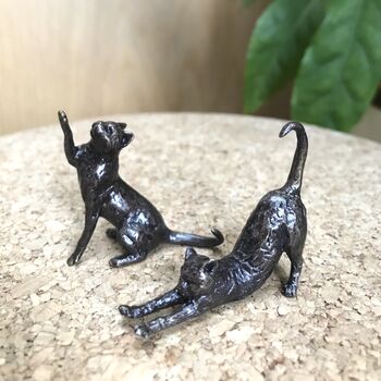 Miniature Bronze Sitting Cat Sculpture 8th Anniversary, 7 of 12