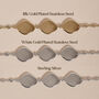 Family Name Bracelet, Sterling Silver Three Organic Pebbles, thumbnail 5 of 7