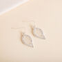 Silver Colour Crystal Encrusted Small Leaf Earrings, thumbnail 3 of 3