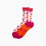 Love Hearts Combed Cotton Sheer Pop Socks In Orange/Pink, thumbnail 3 of 4