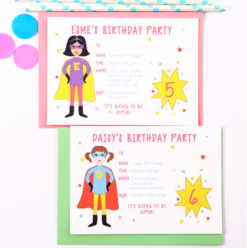 Superhero Girl Children's Party Invitations, 2 of 5