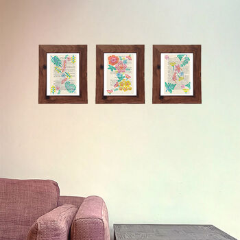 Floribunda Wood Block Print Vintage Book Page, 6 of 9