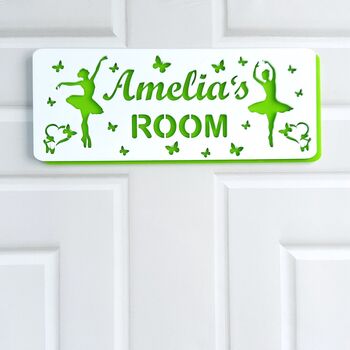 Personalised Ballerina And Butterfly Childs Door Sign, 3 of 11