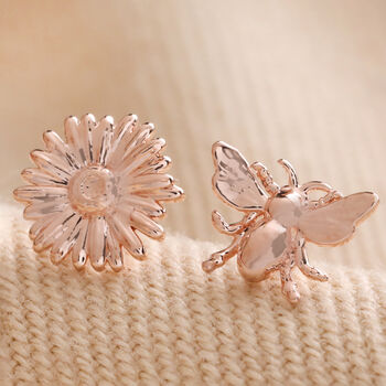 Mismatched Daisy And Bee Stud Earrings, 5 of 12