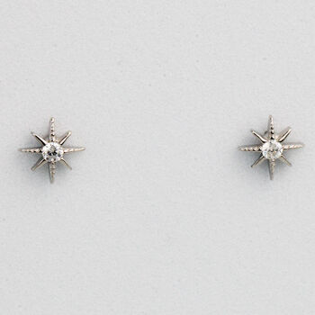 Sterling Silver Crystal Star Stud Earrings, 4 of 5