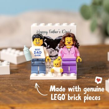 Personalised First Father’s Day Baby Scan Lego® Brick Minifig Display Gift For Dad To Be, 3 of 12