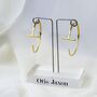 Gold Plated Sterling Silver Bar Hoop Earrings, thumbnail 7 of 7