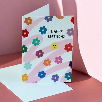 Colourful Floral Happy Birthday Card, 2 of 2