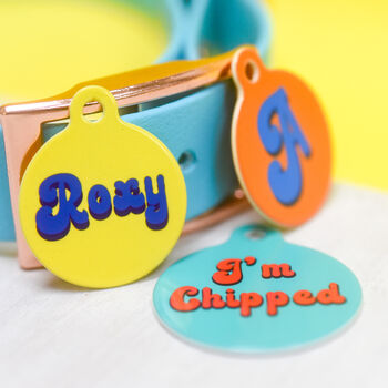 Personalised Retro Vibes Pet Name ID Tag, 5 of 12