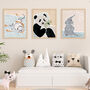 Scandi Set Of Three Nursery Decor Art Print Tiger Panda, thumbnail 1 of 7