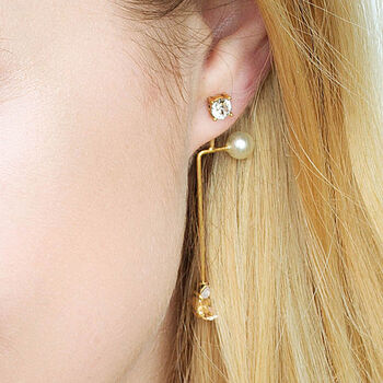 Bias Silver Plated Pearl Long Statement Earrings, 5 of 6