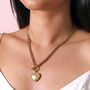 Gold Stainless Steel Chunky Toggle Heart Charm Necklace, thumbnail 3 of 4