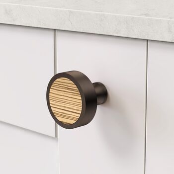 Bronze Cabinet Knobs With Wood Inserts For Cabinet Knobs For Cupboard Doors And Drawers. Solid Brass, 5 of 7