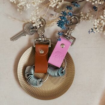 Custom Country Pink Leather Travel Keyring Gift Set, 5 of 5