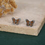 Sterling Silver Monarch Butterfly Stud Earrings, thumbnail 2 of 11
