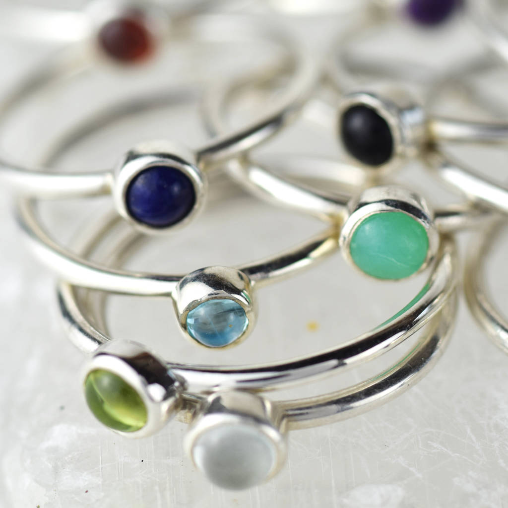 Genuine Gemstone Silver 4mm Stacking Ring By Alison Moore Designs ...