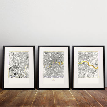 Set Of Three Metallic Foil London Maps, 4 of 6