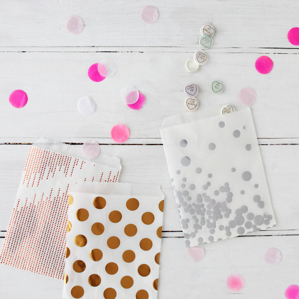 Metallic Foil Spotty Treat Bags And Stickers, 1 of 9