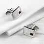 Engraved Rhodium Plated Birthstone Crystal Cufflink Set, thumbnail 12 of 12