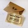 Personalised Wallet Or Purse Golden Ticket Metal Cards, thumbnail 4 of 5