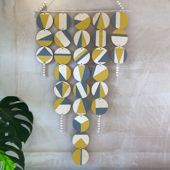 Ochre Yellow And Grey Geometric Plywood Wall Hanging, 5 of 10