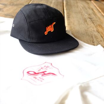 Hoy Embroidered Five Panel Hat Pitch Black / Sunrise, 2 of 4