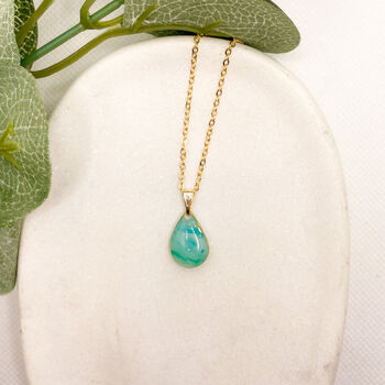 Aqua Blue Dainty Teardrop Necklace For Her, 2 of 11