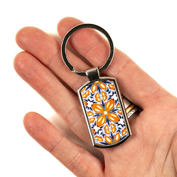 Orange Fox Flower Millefiori Handprinted Keyring, 5 of 11