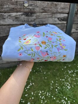 Spring Summer Birds Embroidered Sweatshirt, 3 of 6