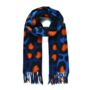 Fire Orange And Navy Blue Leopard Print Pashmina Scarf, thumbnail 2 of 4