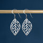 Sterling Silver Open Oak Leaf Drop Hook Earrings, thumbnail 1 of 9