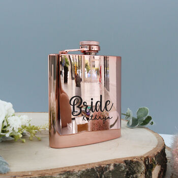 Personalised Rose Gold Hip Flask, 4 of 8