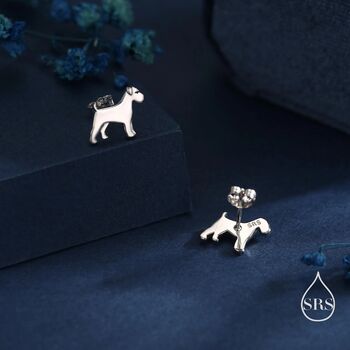 Schnauzer Dog Stud Earrings In Sterling Silver, 5 of 12
