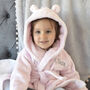 Personalised Pink Baby Dressing Gown With Ears, thumbnail 1 of 12