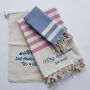 Personalised Beach Towel Gift Set, 2nd Anniversary Gift, thumbnail 1 of 12