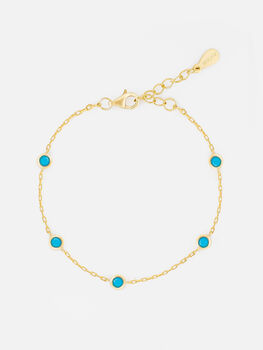 Turquoise Charm Bracelet For Women 18ct Gold Plated, 2 of 4
