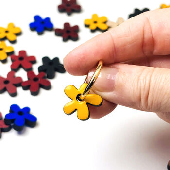 Hand Painted Wood Flower Hoops | Gold Plated | Gift, 10 of 11