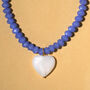 Cornflower Blue Bead And White Heart Necklace, thumbnail 1 of 6