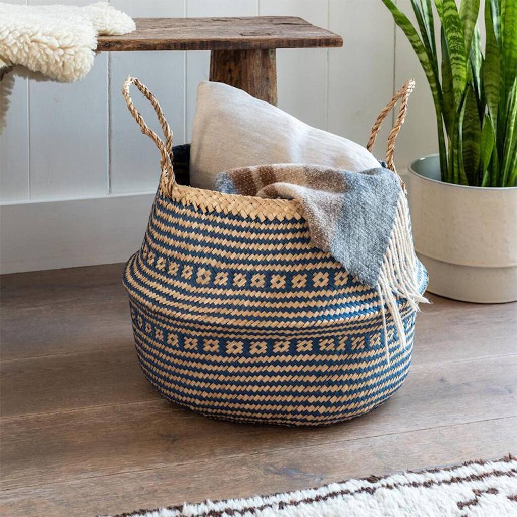Large Navy Seagrass Basket, 1 of 4