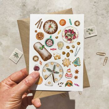 Watercolour Christmas Dinner Card Set Of Six, 5 of 7